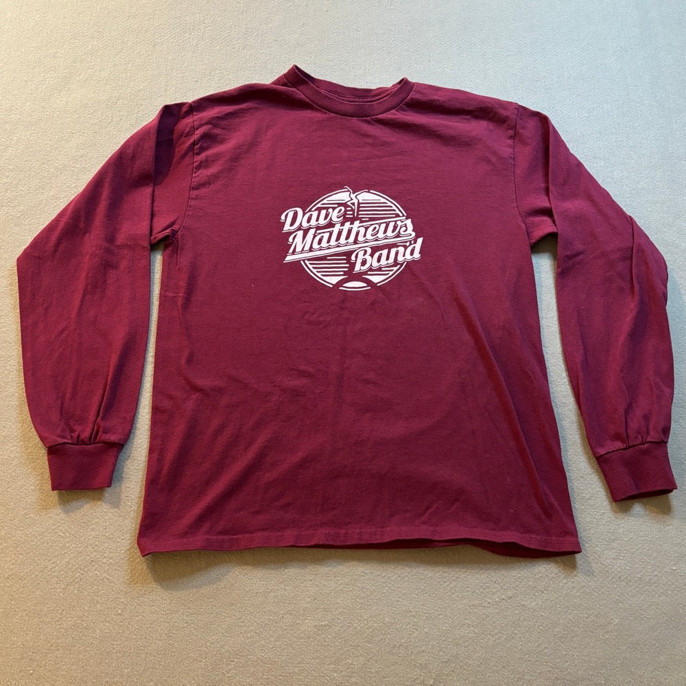 Dave Matthews Band Long Sleeve Shirt Mens M Maroon Graphic Tee Gildan Cotton